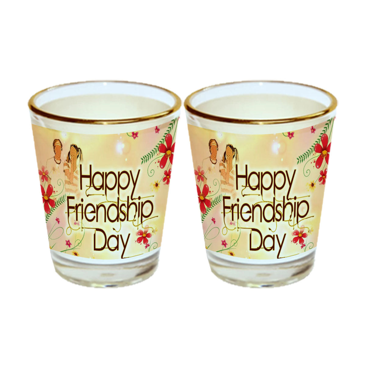 Chillaao Happy Friendship Day Gold Rim Shot Glass