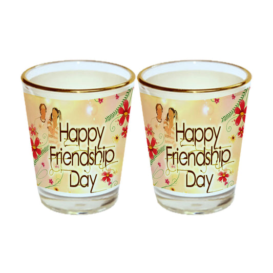 Chillaao Happy Friendship Day Gold Rim Shot Glass