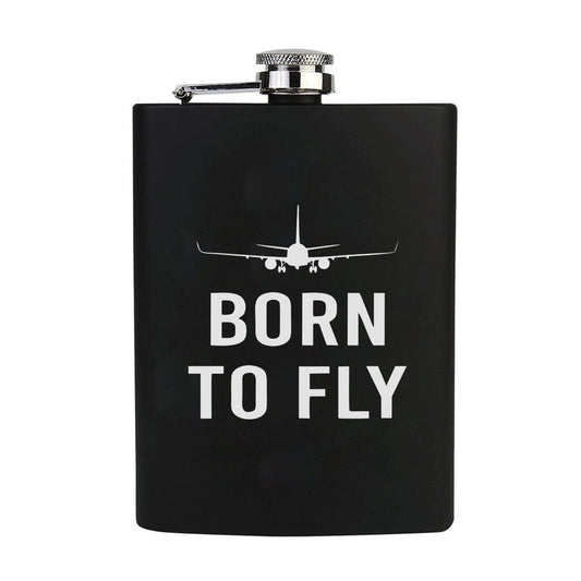 Stainless Steel Engraved Hip Flask Design - Born to Fly