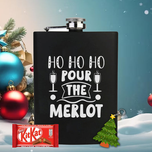 Chillaao Ho Ho Ho Pour The Merlot Hip Flask