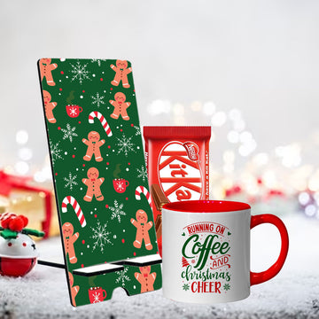 Chillaao Christmas Candy & Running On Coffee  Mobile Stand & Tea Mug