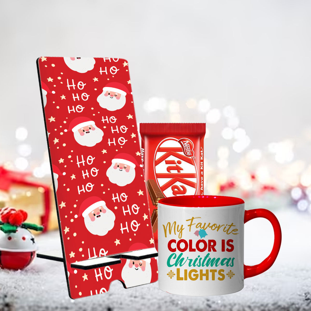 Chillaao Ho Ho Ho & My Favorite Color Is Christmas Mobile Stand & Tea Mug