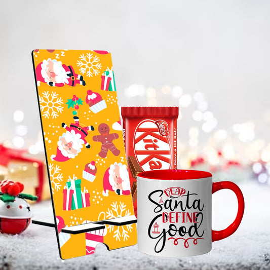 Chillaao Hand drawn flat Christmas pattern Dear Santa Mobile Stand & Tea Mug
