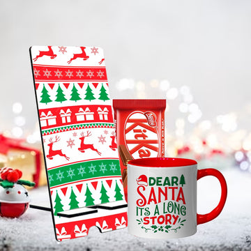 Chillaao Christmas pattern Dear Santa Is Alon Mobile Stand & Tea Mug