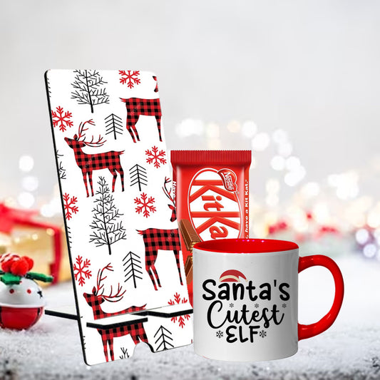 Chillaao Christmas Reindeer and Snow tree , Santa's Cutest Mobile Stand & Tea Mug