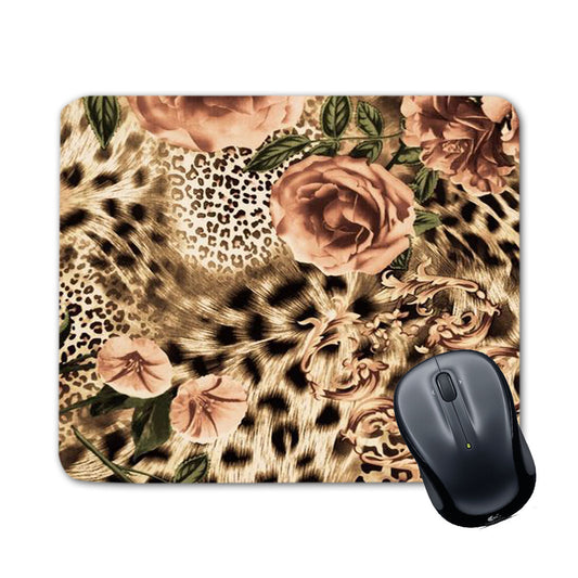Chillaao Leopard Print Flower Mouse Pad