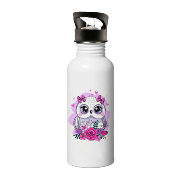 Chillaao floral owl sipper bottle