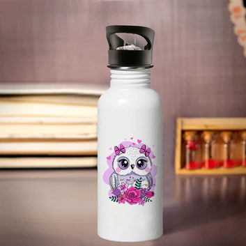 Chillaao floral owl sipper bottle