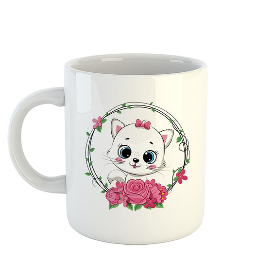 Chillaao baby Cat With Flower White Mug