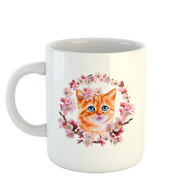 Chillaao Red kitten in a Flowering wreath White Mug