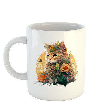 Chillaao Whimsical Summer Cat White Mug