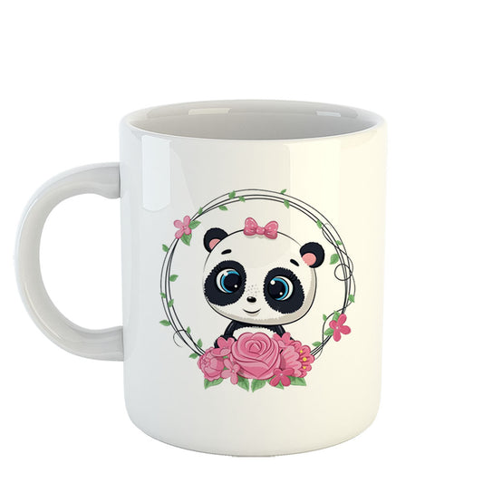 Chillaao Baby Panda With Flower  White Mug