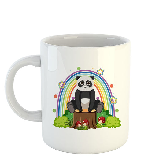 Chillaao Cute Panda on Stump White Mug