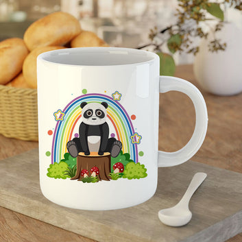 Chillaao Cute Panda on Stump White Mug