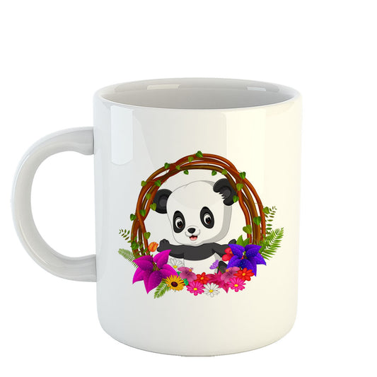 Chillaao Cute Panda in Root of Tree White Mug