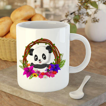 Chillaao Cute Panda in Root of Tree White Mug