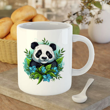 Chillaao Baby Panda Sitting Among Bamboo Stem White Mug