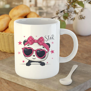 Chillaao Star Flower Panda White Mug