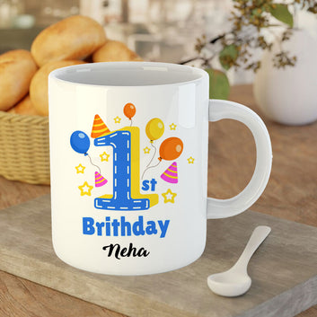 Chillaao Personalised Happy First Birthday White Mug Mug