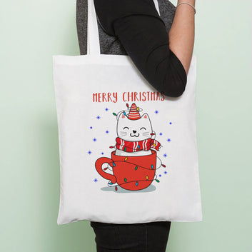 Chillaao Cat Christmas in the cup Tote Bag