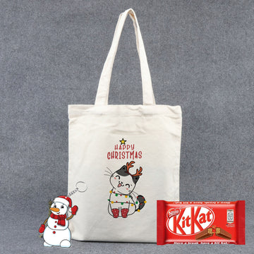 Chillaao Cute kitten cat Christmas Tote Bag