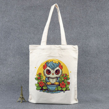 Chillaao- Floral Owl Tote Bag