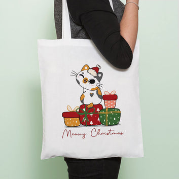 Chillaao Cute happy Naughty calico kitten Tote Bag