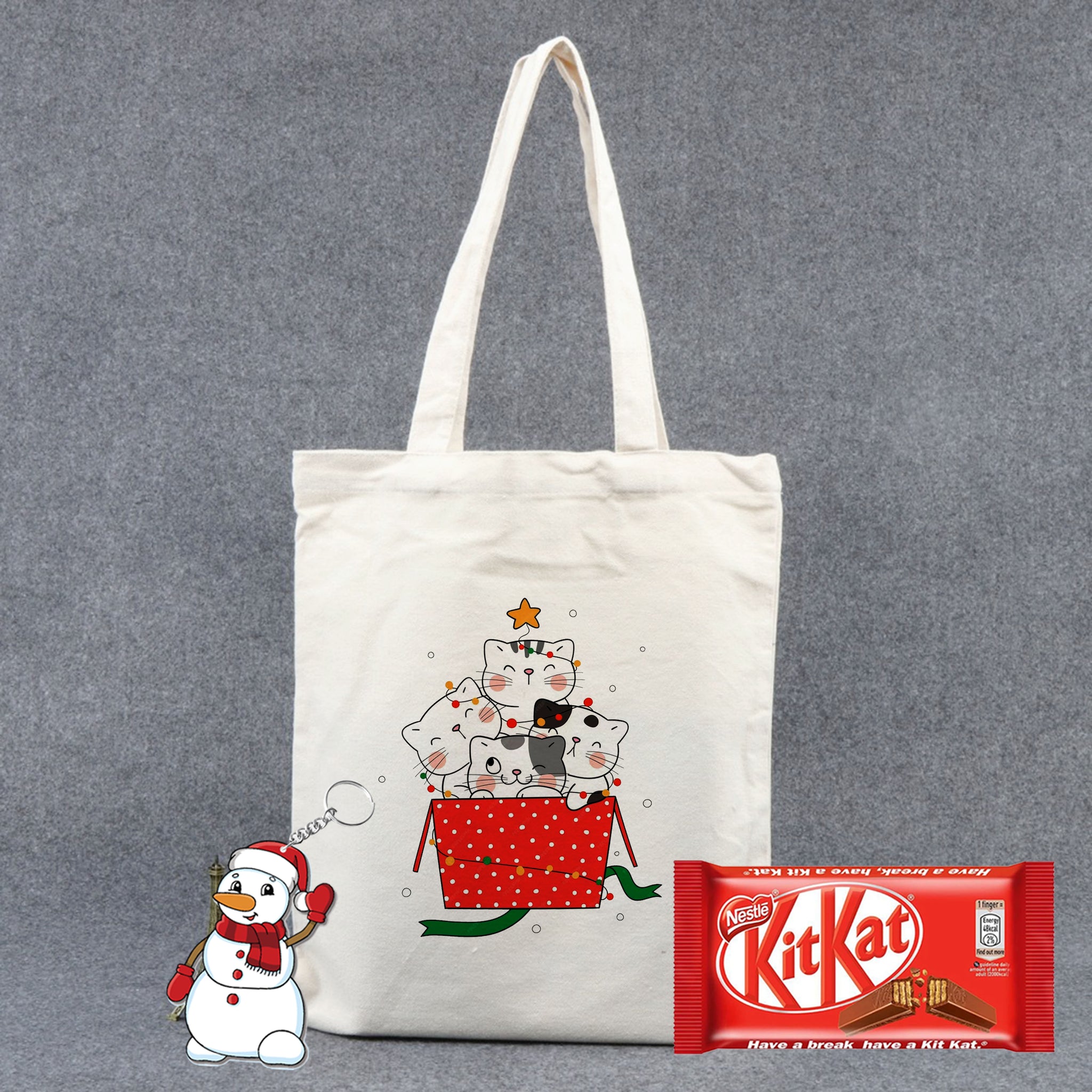 Chillaao Merry Christmas Cat in Gift Box Cat Tote Bag