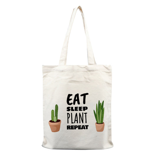 Chillaao eat sleep plant repeat  tote bag