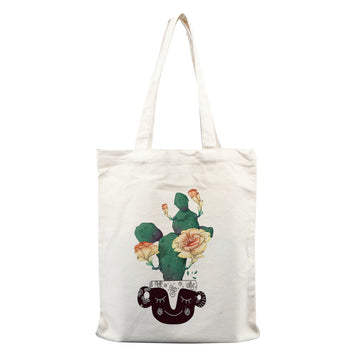 Chillaao cactus vase tote bag