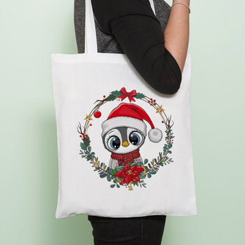 Chillaao Cute Christmas Penguin Tote Bag