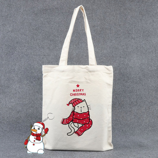 Chillaao Merry Christmas Cute Cat Tote Bag