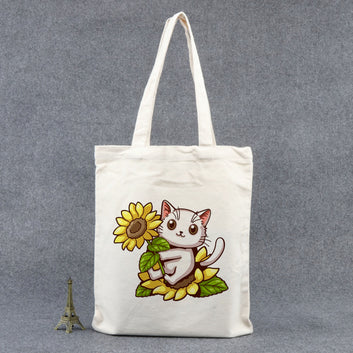 Chillaao cat on sunflower  tote bag