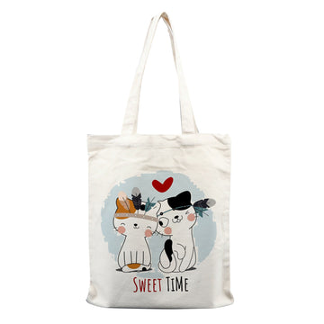 Chillaao cat couple sweet time  tote bag