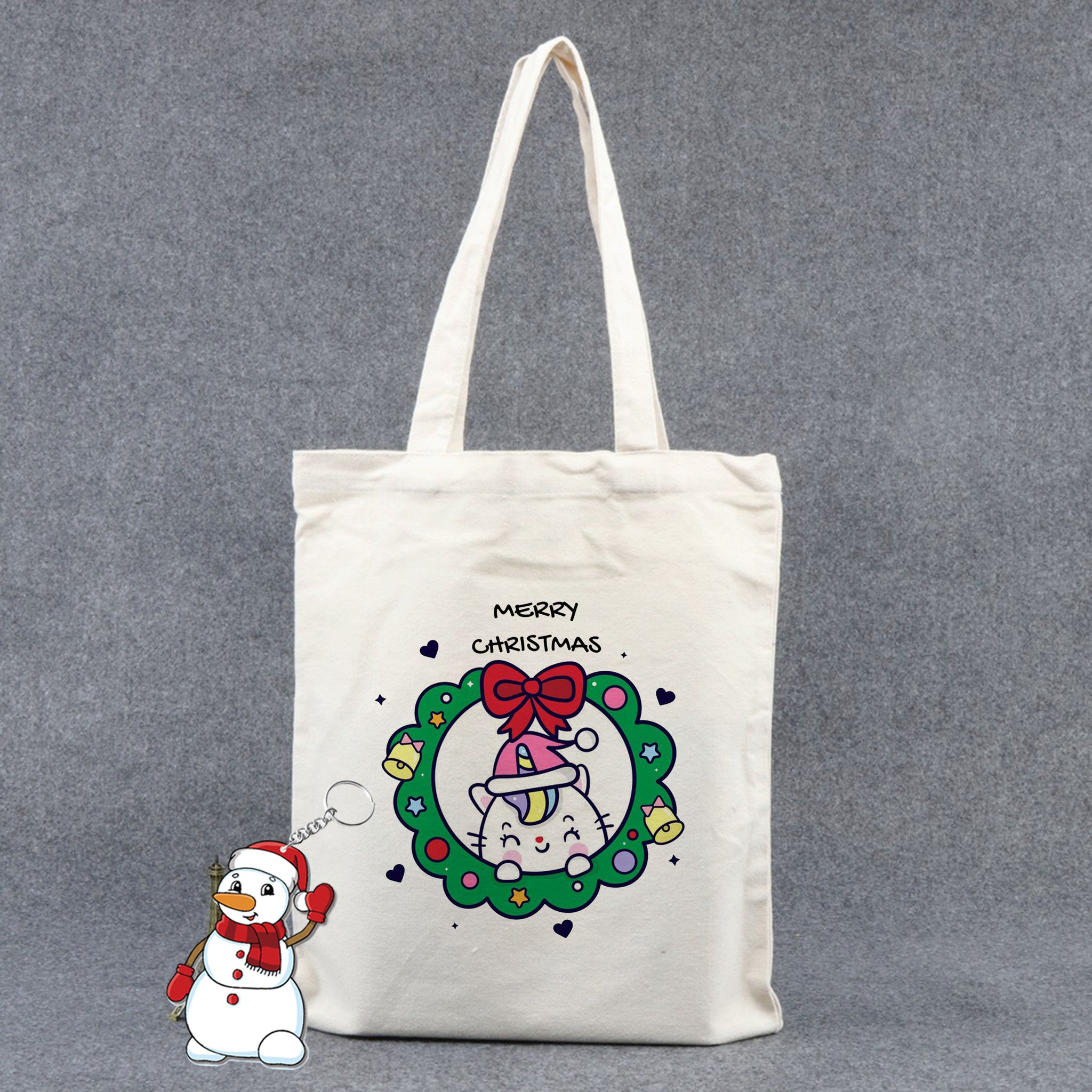 Chillaao Merry Unicorn Christmas Tote Bag