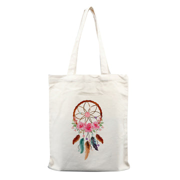 Chillaao dreamcatcher with flower  tote bag