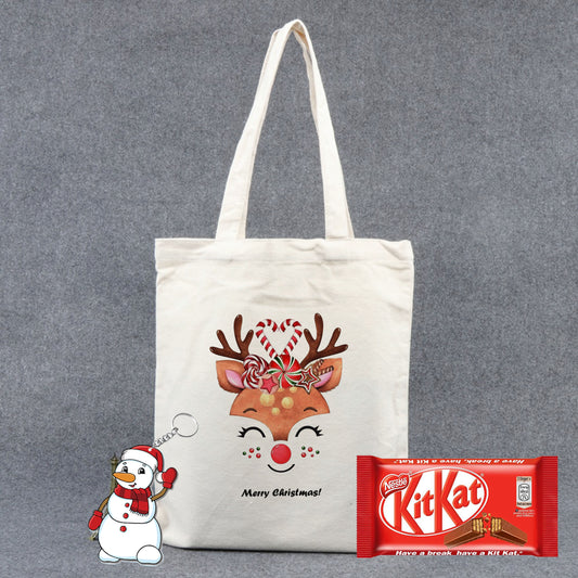 Chillaao Cute Reindeer Face Tote Bag