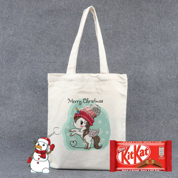 Chillaao Merry Christmas Unicorn Tote Bag