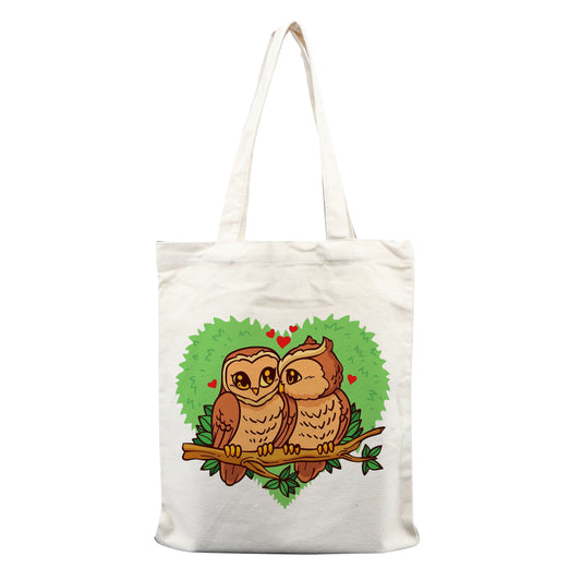 Chillaao lovable owl couple  tote bag