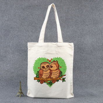 Chillaao lovable owl couple  tote bag