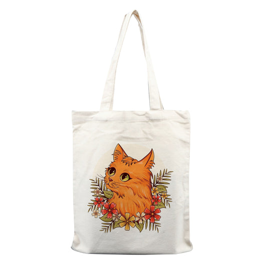 Chillaao cat with flower   tote bag