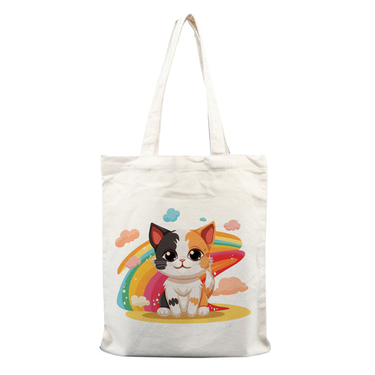 Chillaao rainbow with cat  tote bag