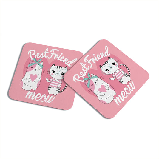 Chillaao Best Friend Meow Vector  Coaster