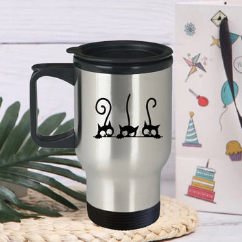 Chillaao Peeking Cat Steel Travel Mug