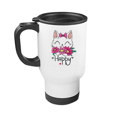 Chillaao Happy Flower Cat Steel Travel Mug