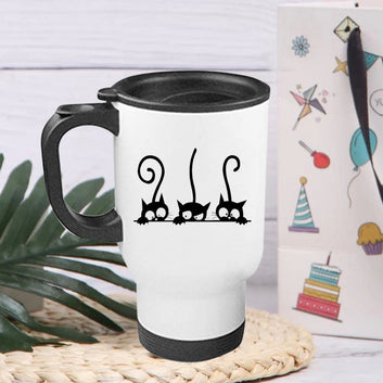 Chillaao Peeking Cat Steel Travel Mug