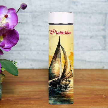 Chillaao Sailboat on Ocean at Sunset Temperature  Bottle White