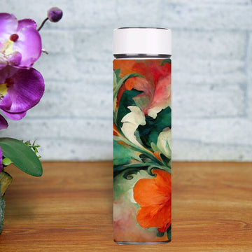 Chillaao Blooming colorful flower Temperature Bottle White