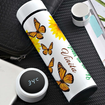 Chillaao Butterfuly & Sunflower Temperature Bottle White