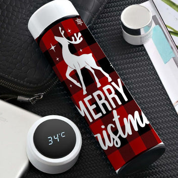 Chillaao Merry Christmas Decorative White Temperature Bottle